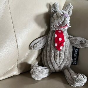 Les Déglingos Gray Plush Toy with Red Polka Dot Tie